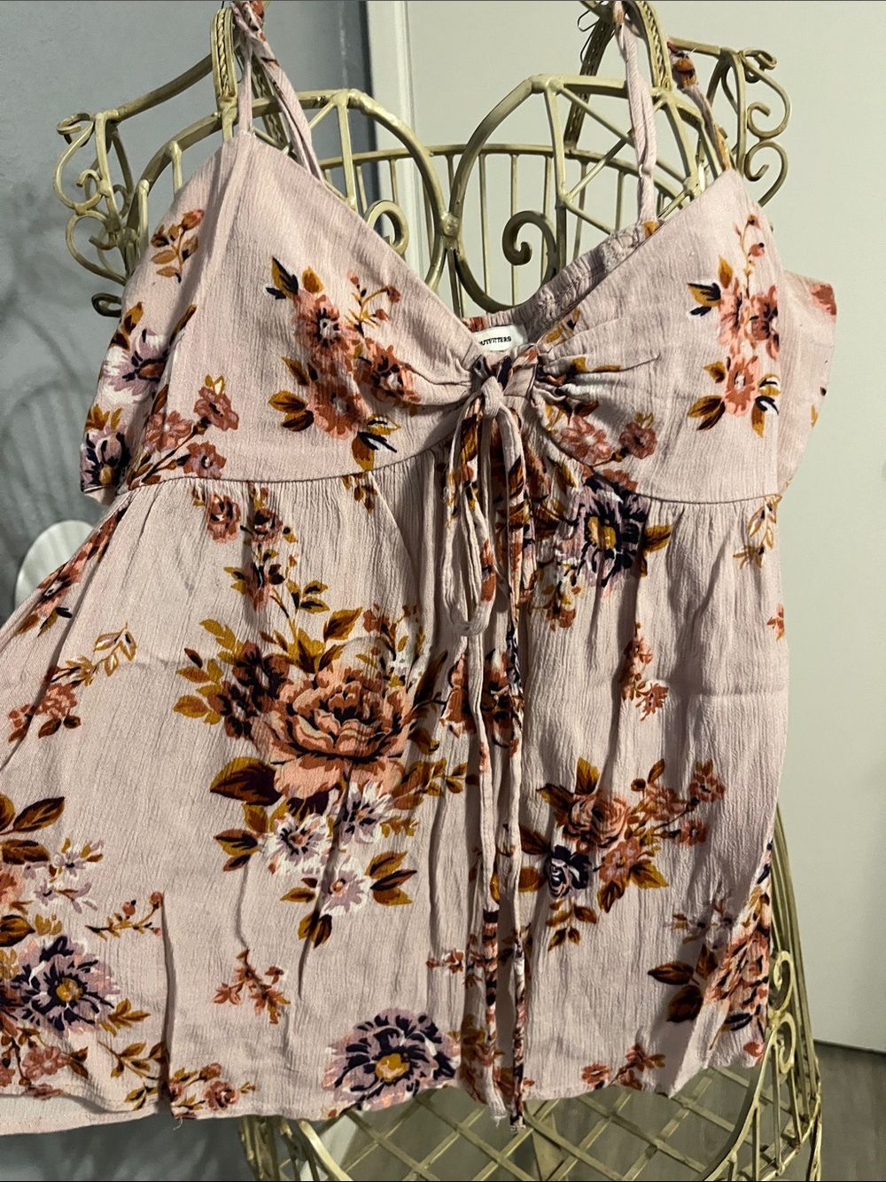 Floral Tie-Front Pink Babydoll Cami